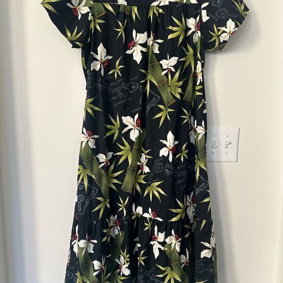 KY’s Hawaiian Floral Midi Cotton Dress XL - Picture 6 of 8